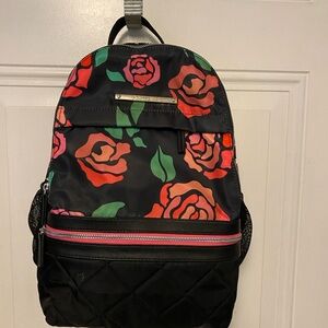 Betsey Johnson Black Backpack with Pink Floral Design